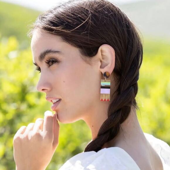 New Plunder “Kenadee” Rectangle Acrylic Earrings (2.25”) - Picture 3 of 5